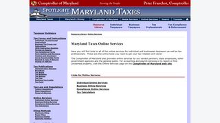 Online Services - Maryland Taxes - Comptroller of Maryland