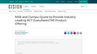 CNW | MSB and Compu-Quote to Provide Industry Leading RCT ...