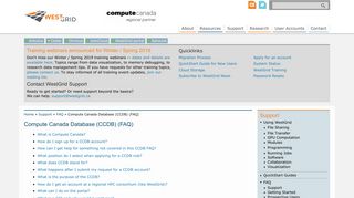 Compute Canada Database (CCDB) (FAQ) | WestGrid