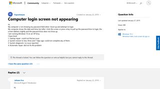 Computer login screen not appearing - Microsoft Community