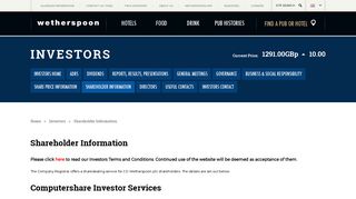 Shareholder Information - J D Wetherspoon
