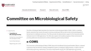 Committee on Microbiological Safety | Harvard Medical School
