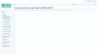 How to solve the error 'Login Failed' in COSEC APTA? - Matrix Wiki