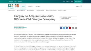 Hargray To Acquire ComSouth: 105-Year-Old Georgia Company