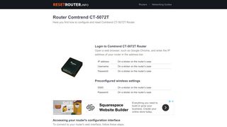 How to Configure and Reset Comtrend CT-5072T Router