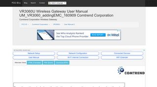 VR3060U Wireless Gateway User Manual ... - FCC ID