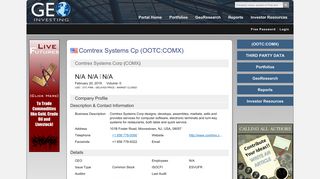 Comtrex Systems Cp (OOTC:COMX) - SEC Filings from ... - GeoInvesting