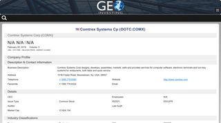 Comtrex Systems Cp (OOTC:COMX) - SEC Filings from ... - Portal Home