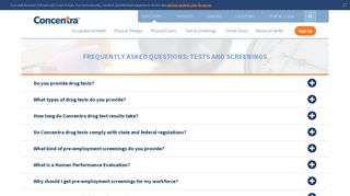 Tests and Screenings FAQ - Concentra