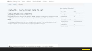 Concentric - Outlook - Concentric mail setup | Email settings