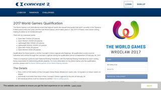 World Games Qualification - Concept2 Logbook