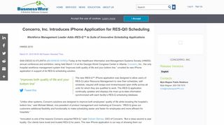 Concerro, Inc. Introduces iPhone Application for RES-Q® Scheduling ...