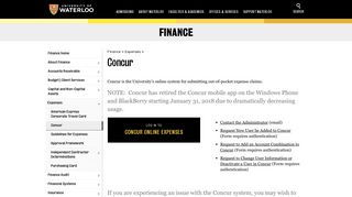 Finance | Concur Online Expense System | Finance | University of ...