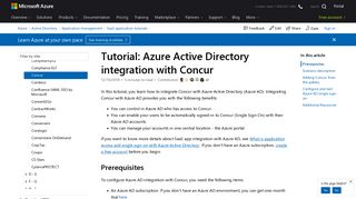 Tutorial: Azure Active Directory integration with Concur | Microsoft Docs