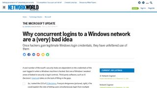 Why concurrent logins to a Windows network are a (very) bad idea ...