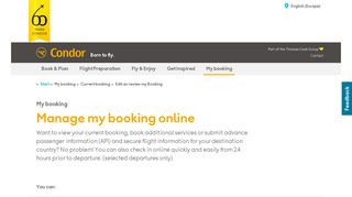 My booking – Manage my booking - Condor