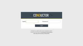 Conductor Login - University of Notre Dame