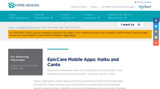 EpicCare Mobile Apps: Haiku and Canto - Cone Health