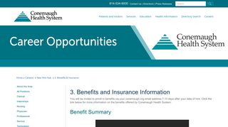 3. Benefits & Insurance - Conemaugh Health System