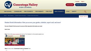 Student Portal Information - Conestoga Valley