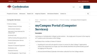 myCampus Portal (Computer Services) | Confederation College