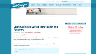 Configure Cisco Switch Telnet Login and Password - Tech-Recipes