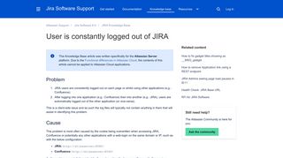 User is constantly logged out of JIRA - Atlassian Documentation