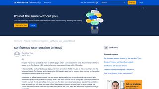 Solved: confluence user session timeout - Atlassian Community