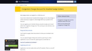 Congestion Charge discount for disabled badge holders | Westminster ...