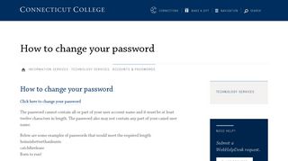 Accounts & Passwords · Connecticut College