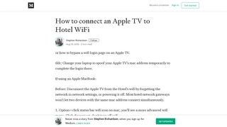 How to connect an Apple TV to Hotel WiFi – Stephen Richardson ...
