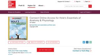 Connect Online Access for Hole's Essentials of Anatomy & Physiology