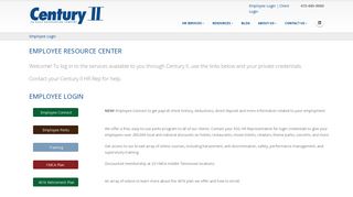 Employee Resource Center: Employee Login - Century II