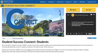 Student Success Connect: Students | Hofstra | New York