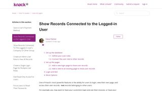 Show Records Connected to the Logged-in User – Knack