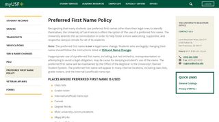 Preferred First Name Policy | myUSF