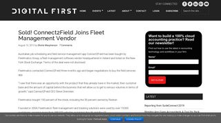 Sold! Connect2Field Joins Fleet Management Vendor - Digital First