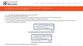 G6. How do I log in on behalf of my client to pay a bill? - ConnectBooster