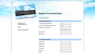 Create Online Account - Connect Card
