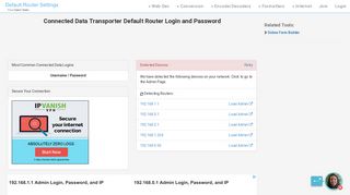 Connected Data Transporter Default Router Login and Password