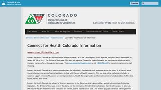 Connect for Health Colorado Information | Department of Regulatory ...
