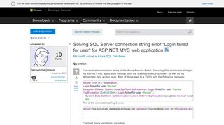 Solving SQL Server connection string error 