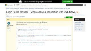 Login Failed for user ' ' when opening connection with SQL Server ...