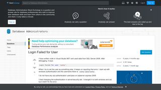sql server - Login Failed for User - Database Administrators Stack ...