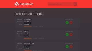 connectpal.com logins - BugMeNot