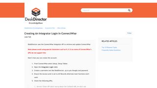 Creating an integrator login in ConnectWise – DeskDirector ...