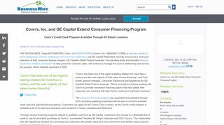 Conn's, Inc. and GE Capital Extend Consumer Financing Program ...