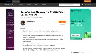 Conn's: Yes Money, No Profit, Fair Value - Seeking Alpha