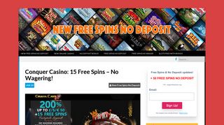 Conquer Casino - New Free Spins No Deposit