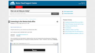 Connecting to the iKentoo back-office : Reino Cloud Support Centre